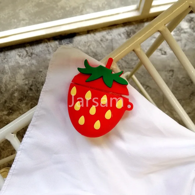 Strawberry Чехол s для Apple AirPods 2, мягкий мультяшный беспроводной чехол для наушников Air Pods, чехол для зарядки Airpods, силиконовый чехол - Цвет: Strawberry