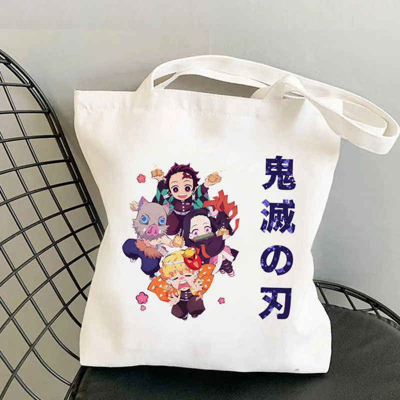 

Demon Slayer Kimetsu No Yaiba shopping bag bolsa bolso recycle bag tote bolsas de tela bag foldable sacola fabric net sacolas