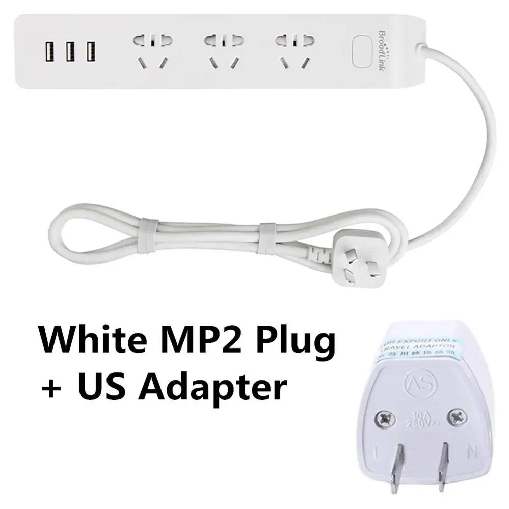 White US Adapter Broadlink силовая лента MP2 3G \ 4G вилка USB зеленый белый 2.1A 1,8 mOriginal WiFi переключатель 3 гнезда AU UK US EU адаптер Пульт дистанционного управления - Комплект: White US Adapter