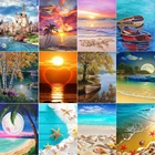 5D алмазная живопись, пейзаж, пляж, ракушки, Набор для вышивки крестиком, полностью Алмазная мозаика, закат, рождественский подарок, украшение для дома