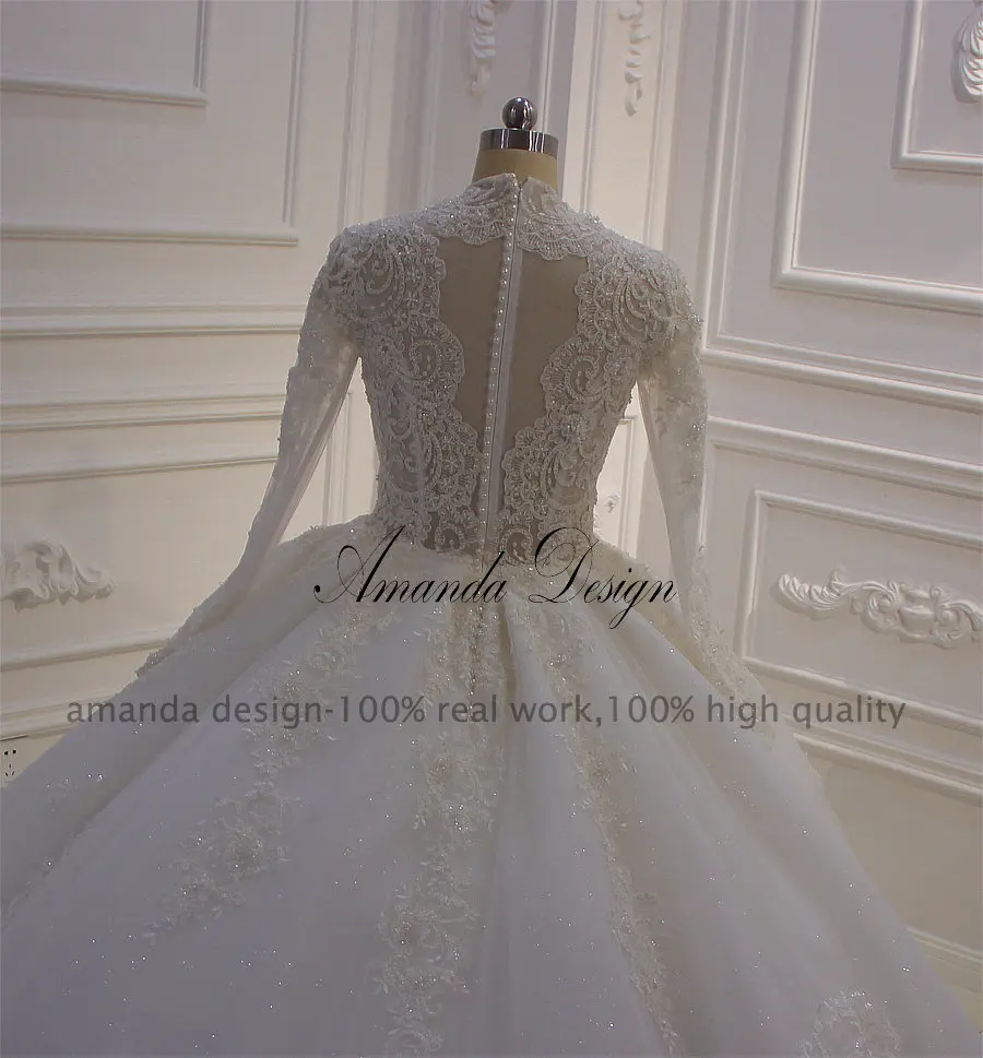 Аманда дизайн robe de mariee princesse роскошная кружевная Апликация с длинными рукавами