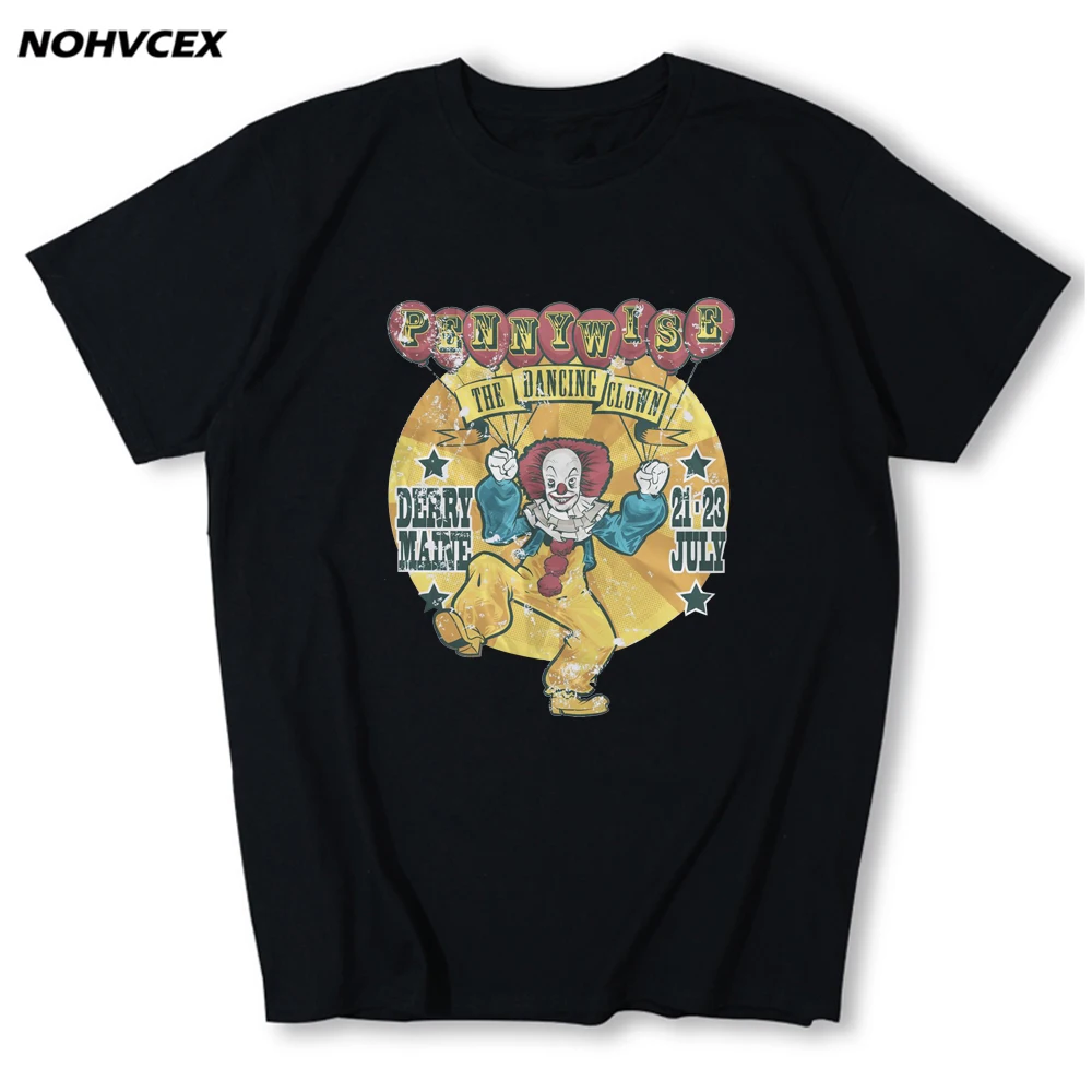 Танцевальный клоун Pennywise IT Мужская футболка с коротким рукавом Модная хлопковая