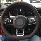 Чехол рулевого колеса автомобиля прошитая вручную Нескользящая черная замша для Volkswagen Golf 7 GTI Golf R MK7 VW Polo GTI Scirocco 2015 2016