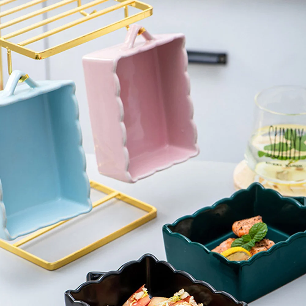 

2pcs Ceramics Bowl Exquisite Salad Bowls Baking Bowl Food Serving Bowls (350ml)