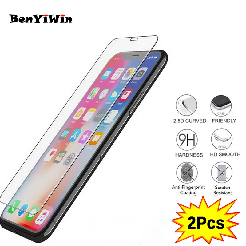 2 шт. Защитная пленка для экрана из закаленного стекла Apple X 8 7 6 S 6s Plus 5 5S 5Se se XR XS MAX