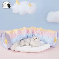 rainbow cat tunnel cat bed toy funny pet 2 play tubes balls collapsible kitten toys puppy ferrets rabbit play dog tunnel tubes
