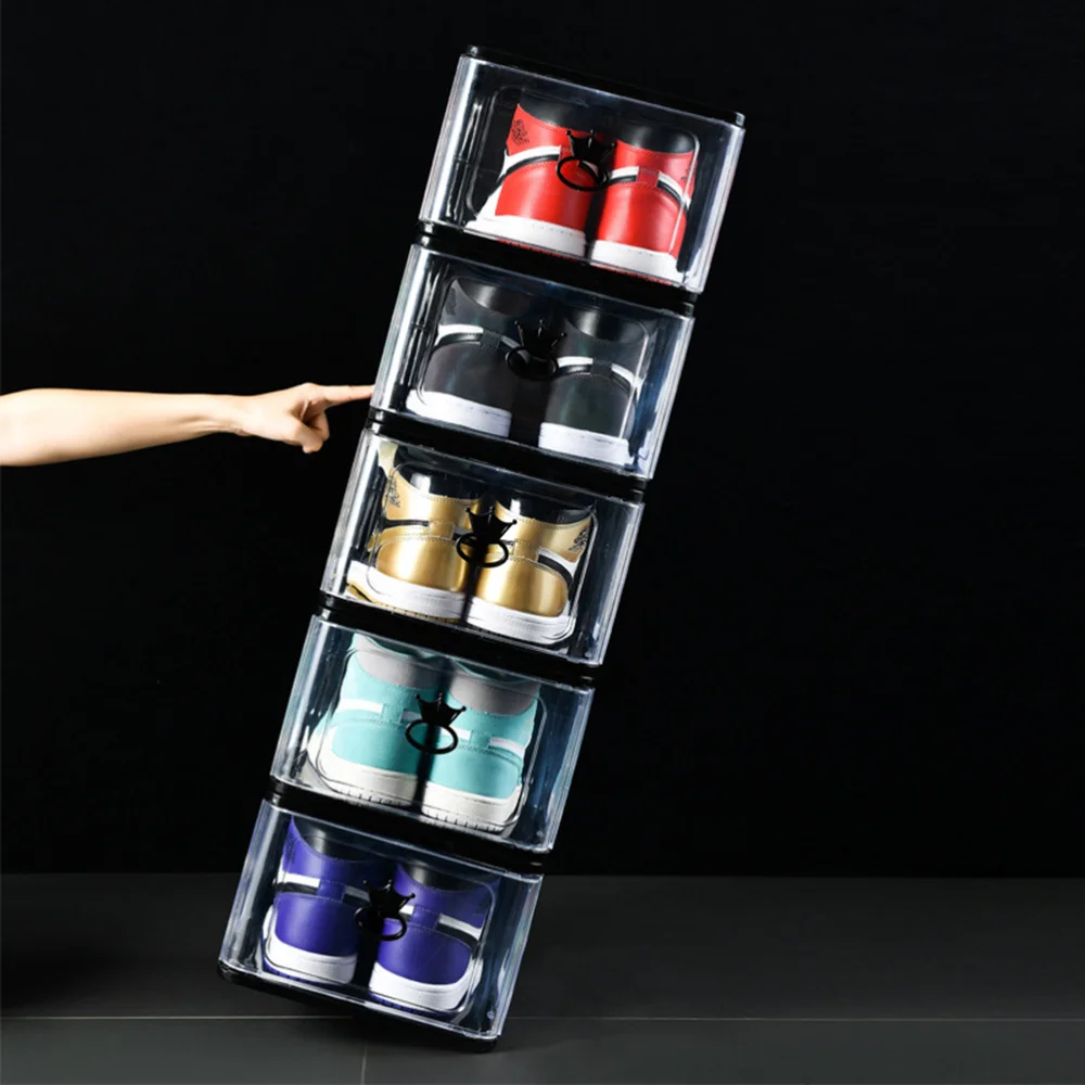 

5PCS Detachable Shoes Boxes Thicken Transparent Stackable Shoes Storage Container Shoes Organizer for Home Bed