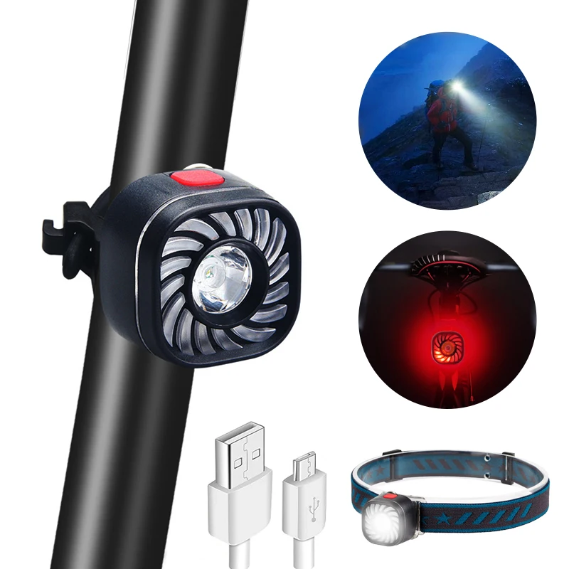 

Dual-Use Bicycle Headlight Taillight USB Rechargeable MTB Road Bike Light Multi-purpose Outdoor Emergency Headlamp Work Lights