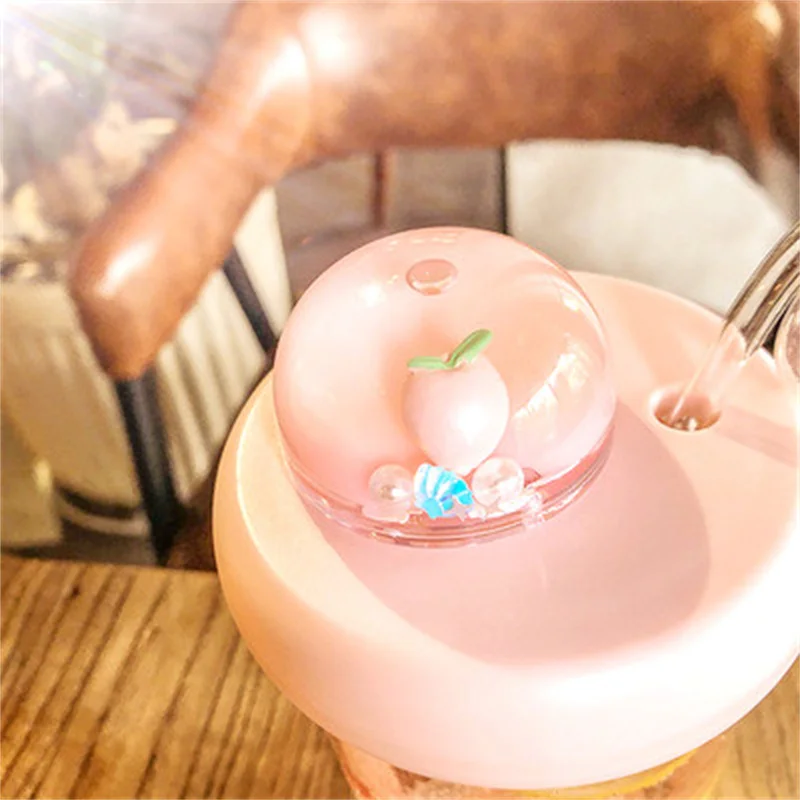 

Cute Plastic Straw Cup Cute Fun Stirring Cartoon Landscape Fruit Turning Plastic Cup Children Student Couple Traveling Cup