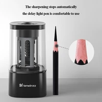 tenwin black pencil sharpener for sketch with adapter automatic safe electric sharpener student adjustable school art supplies