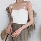 Топ женский трикотажный без рукавов, пикантная майка, облегающие Короткие топы на бретелях, базовые майки без рукавов