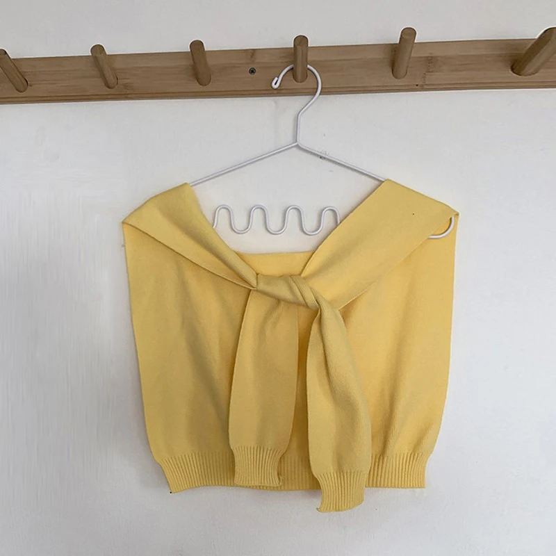 

Women Fashion Candy Colors Knitted Short Versatile Wild Knotted Cape Scarf
