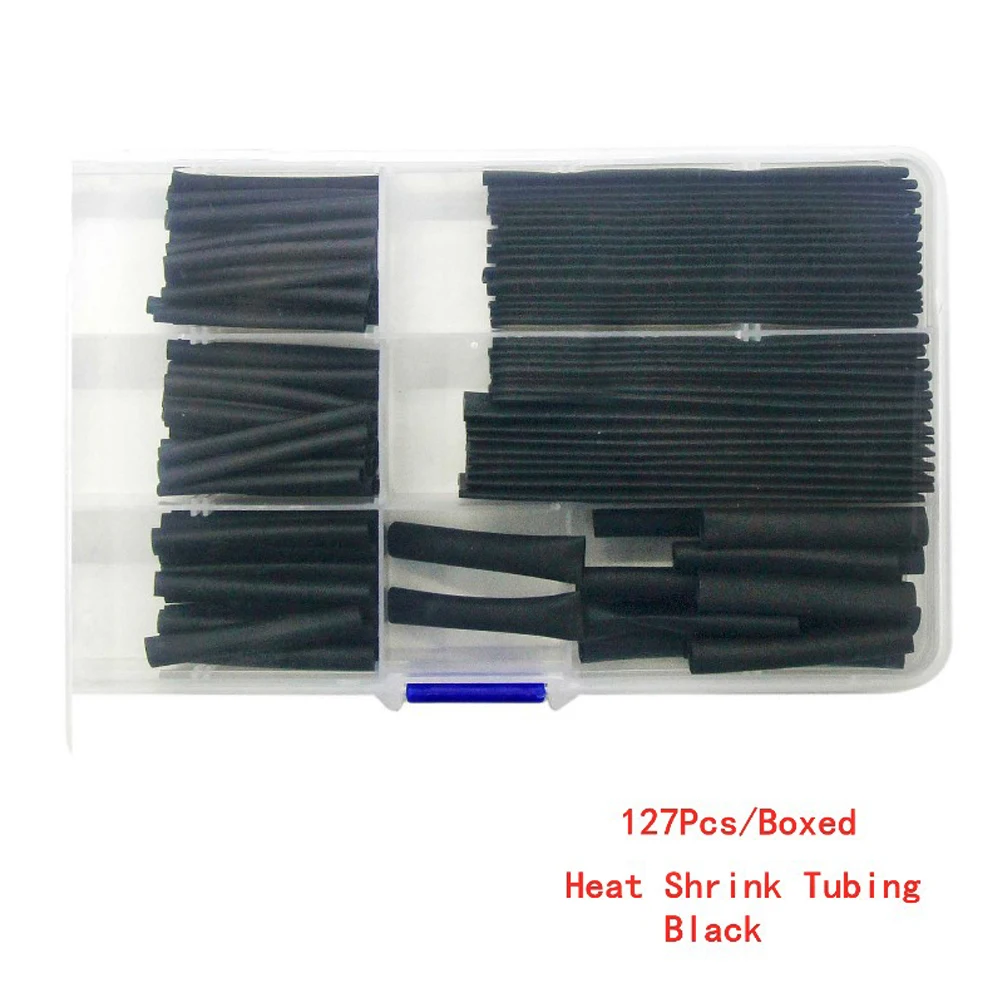 Термоусадочные трубки 127 шт./лот черные ассортимент автомобильных кабельных