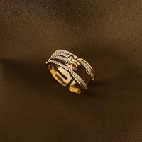 2021 new creative geometric element knot metal gold opening rings for woman fashion jewelry luxury party girls unusual ring