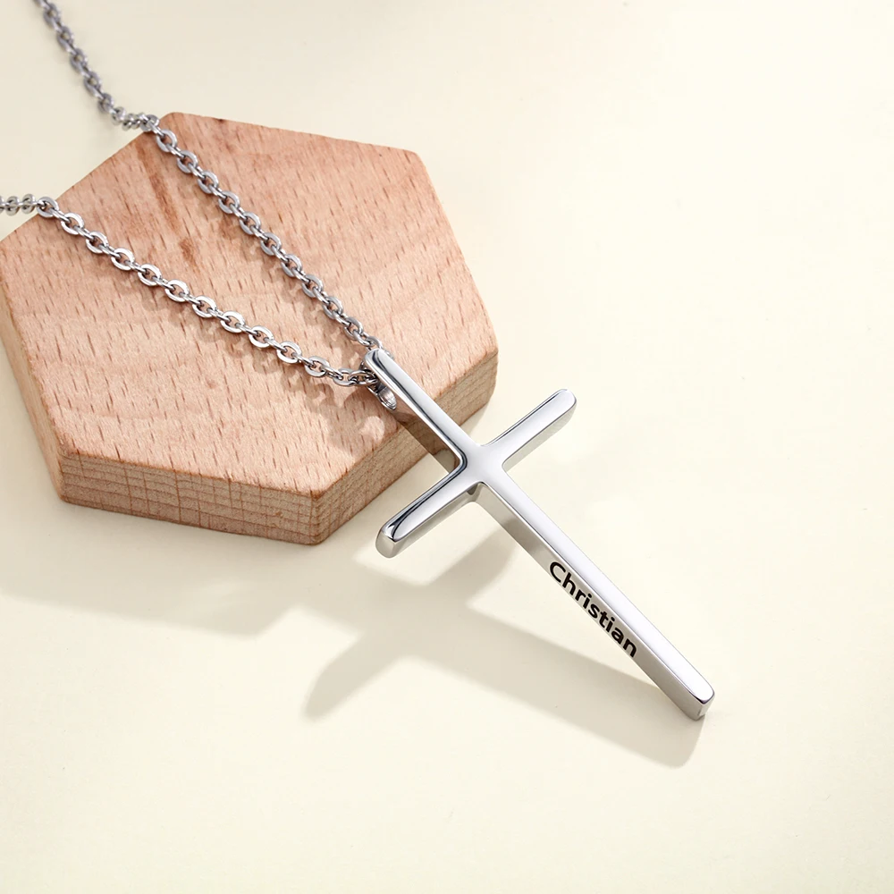 316L кулон из нержавеющей стали крест ожерелье для мужчин женщин выгравированные