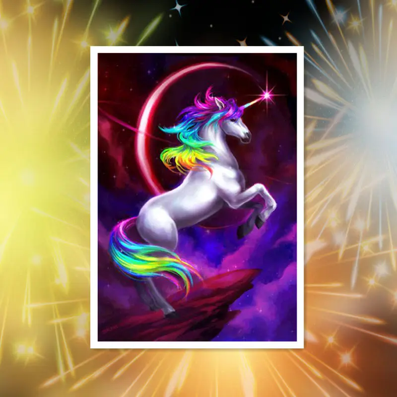 Алмазная 5D Вышивка сделай сам на весь дисплей алмазная живопись единорог радуга