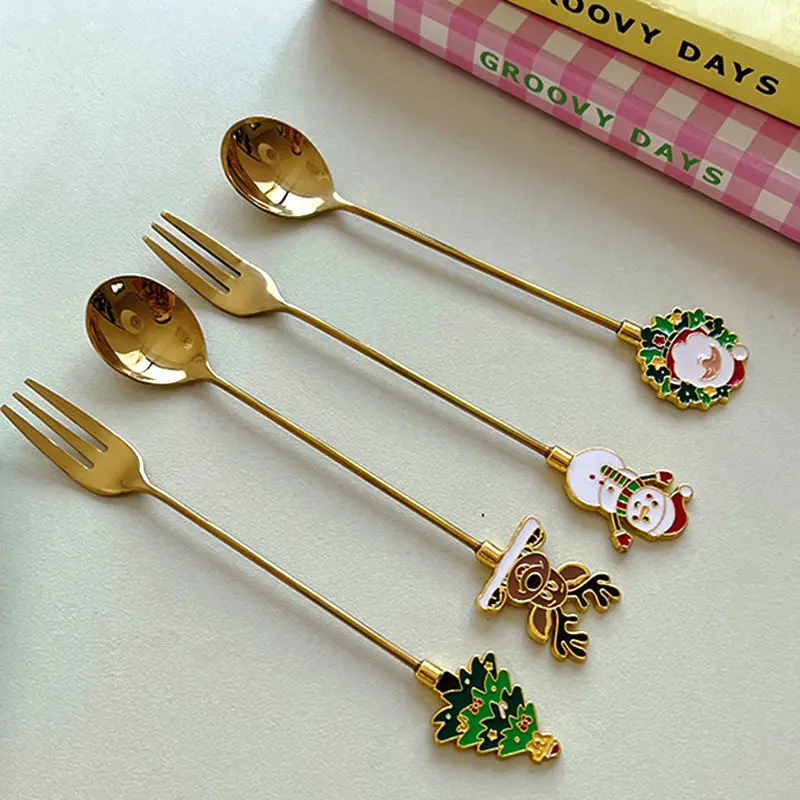 

Рождественский мультяшный Дед Мороз десертная ложка фруктовая ложка