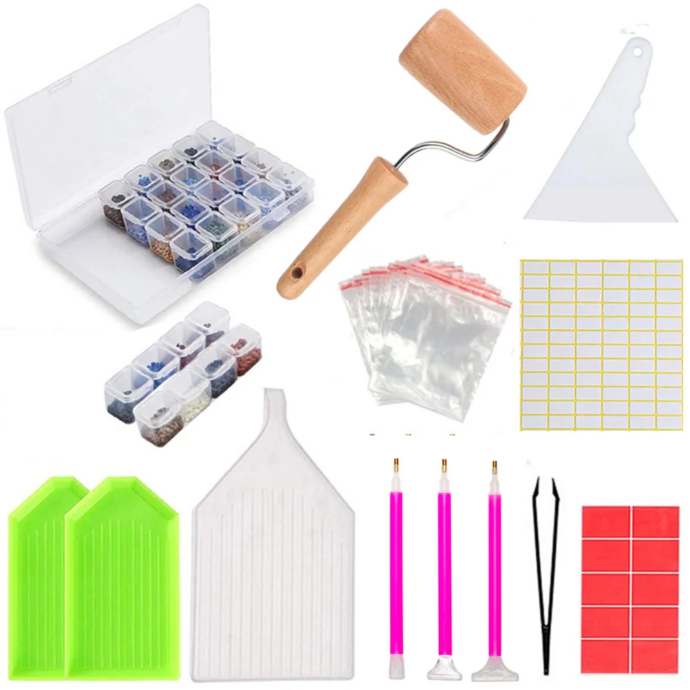 

5D Алмазная вышивка аксессуары и набор инструментов для взрослых или детей коробка для алмазной живописи мозаичный Клей Набор письменных пр...