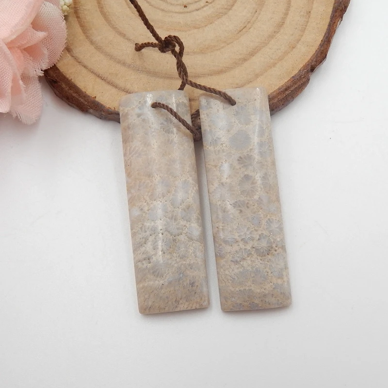 

Natural Indonesian Fossil Coral Jewelry Accessories Fashion Earring Bead,42x13x4mm9.4g