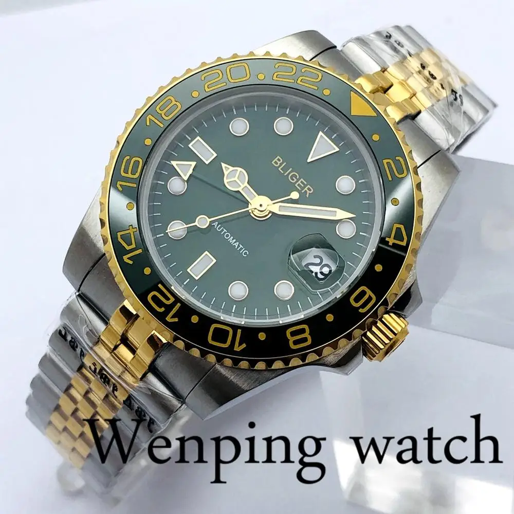 Мужские Водонепроницаемые механические Автоматические часы с синим циферблатом