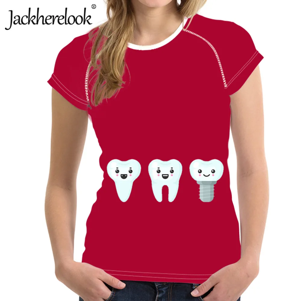 

Jackherelook Funny Cartoon Tooth Dentist Tops Short Sleeve Tee Women T-shirt Cute Dental Fairy Printing Harajuku O-neck T-shirts