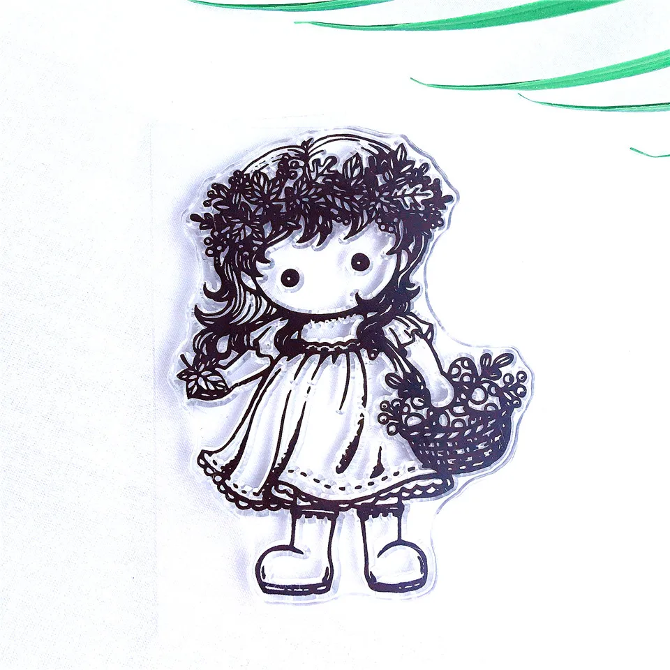 7*9 Испанский Цветок Девушка ремесло прозрачный силиконовый штамп для