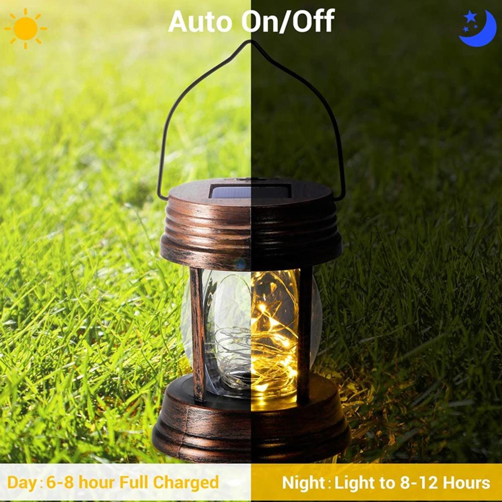 

Retro LED Solar Powered Lantern Lights Portable Classic Kerosene Landscape Lawn Path Lighting Outdoor Lamp Decoration