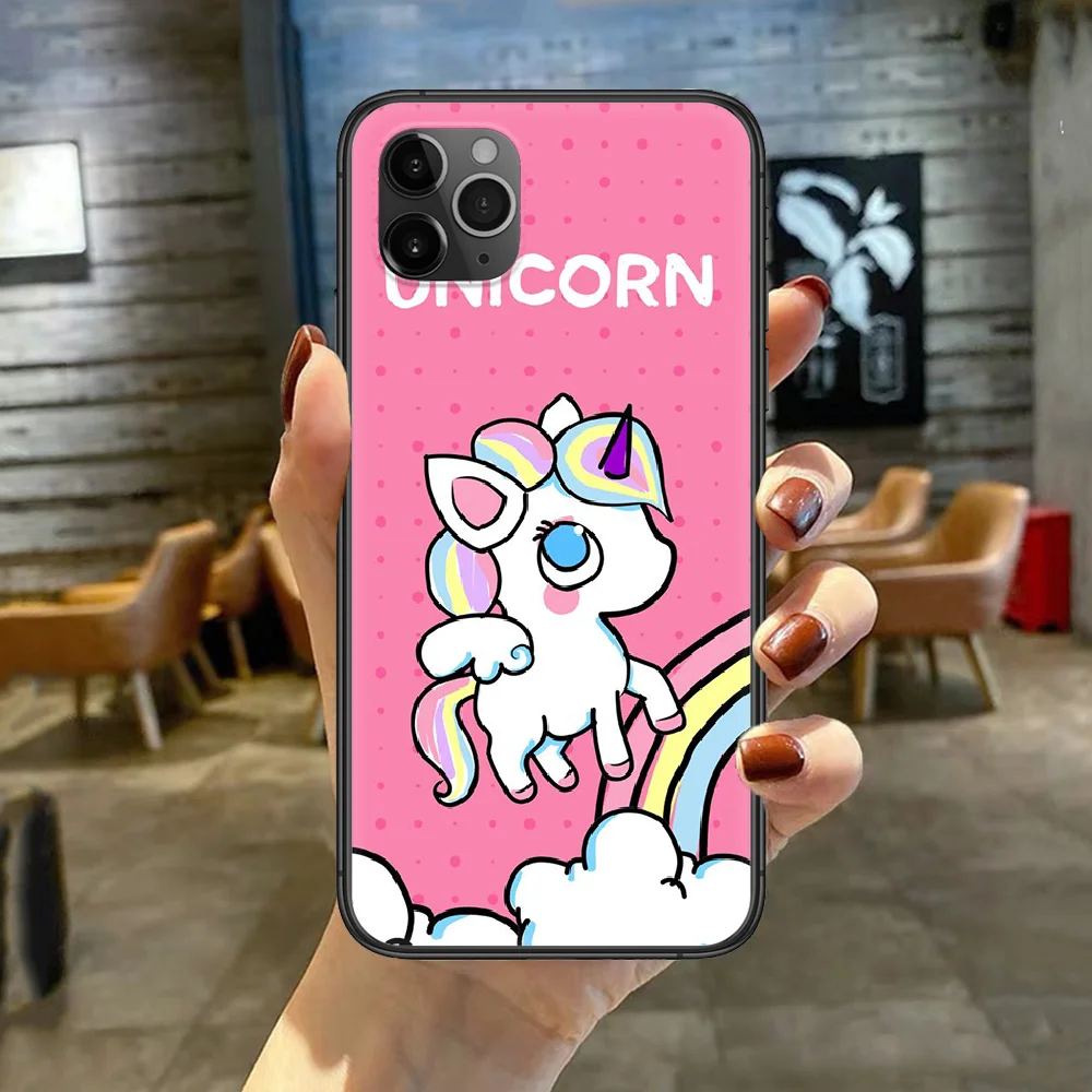 

Cartoon Cute Pink Hoesjes Phone Case Cover For Iphone 5 5S 6 6S PLUS 7 8 11 12 Mini X XR XS PRO SE 2020 MAX black Etui Luxury