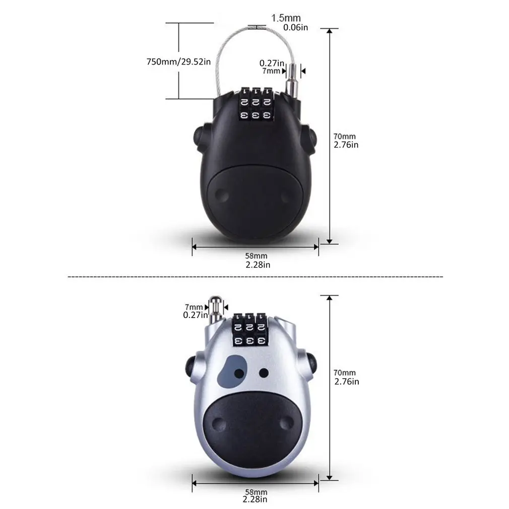 

Telescopic Wire Rope Steel Cable Wire Code Lock Security Lock Suitcase Car Sled Motorcycle Digit Password Lock