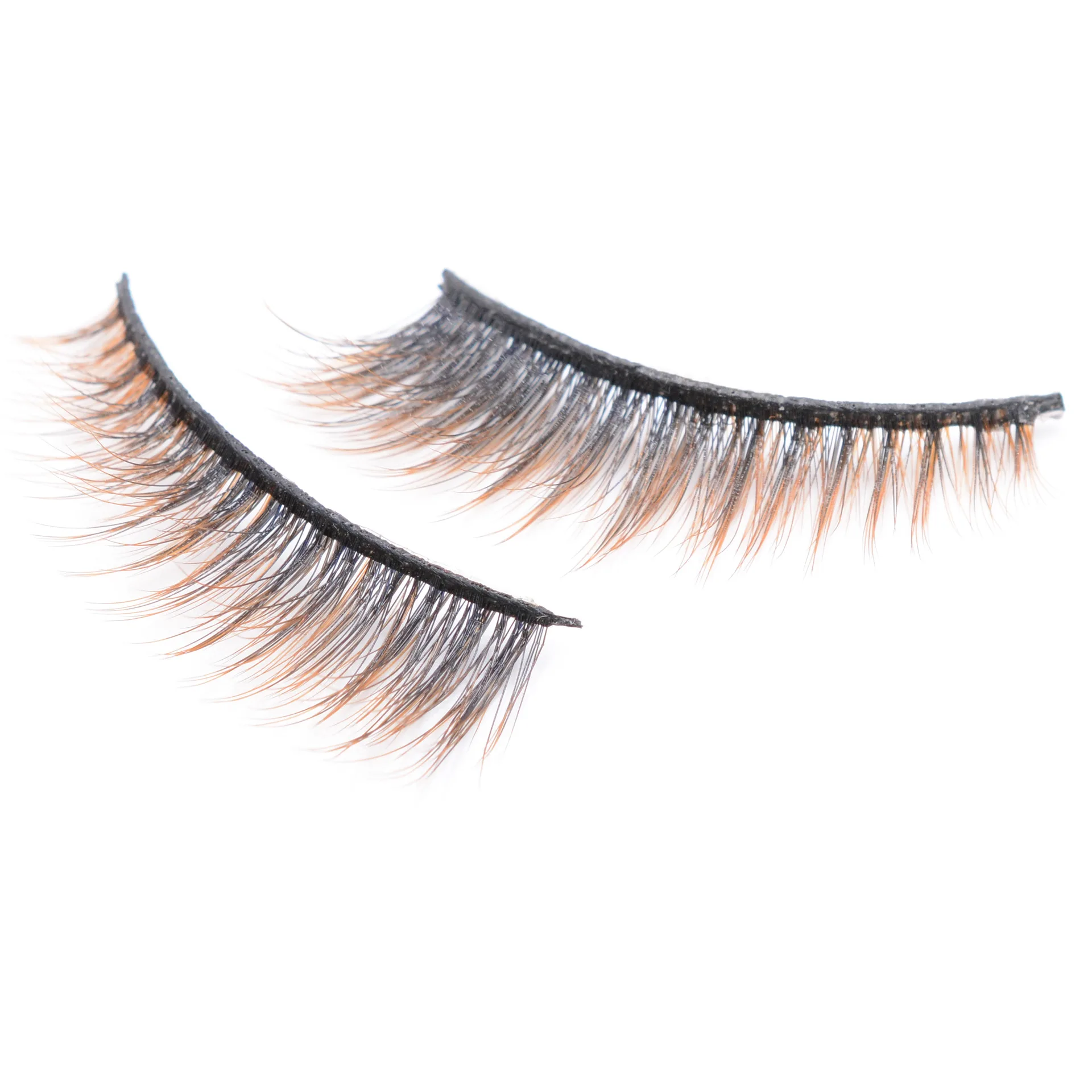 Накладные ресницы из натурального меха норки 3D коричневый градиентный цвет