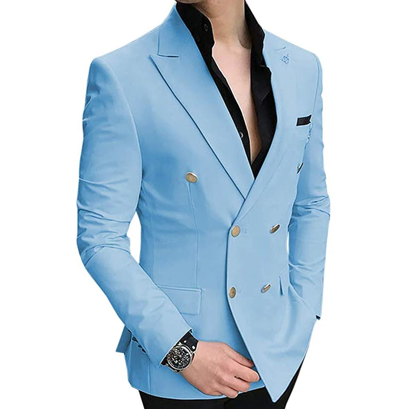 Мужские костюмы куртки двубортный Блейзер деловые винтажные приталенные для