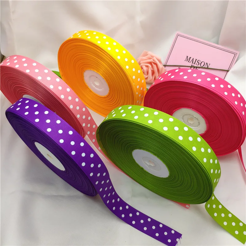 5 ярдов 25 мм ленты для свадебного украшения Печать точек Grosgrain лента Подарочная