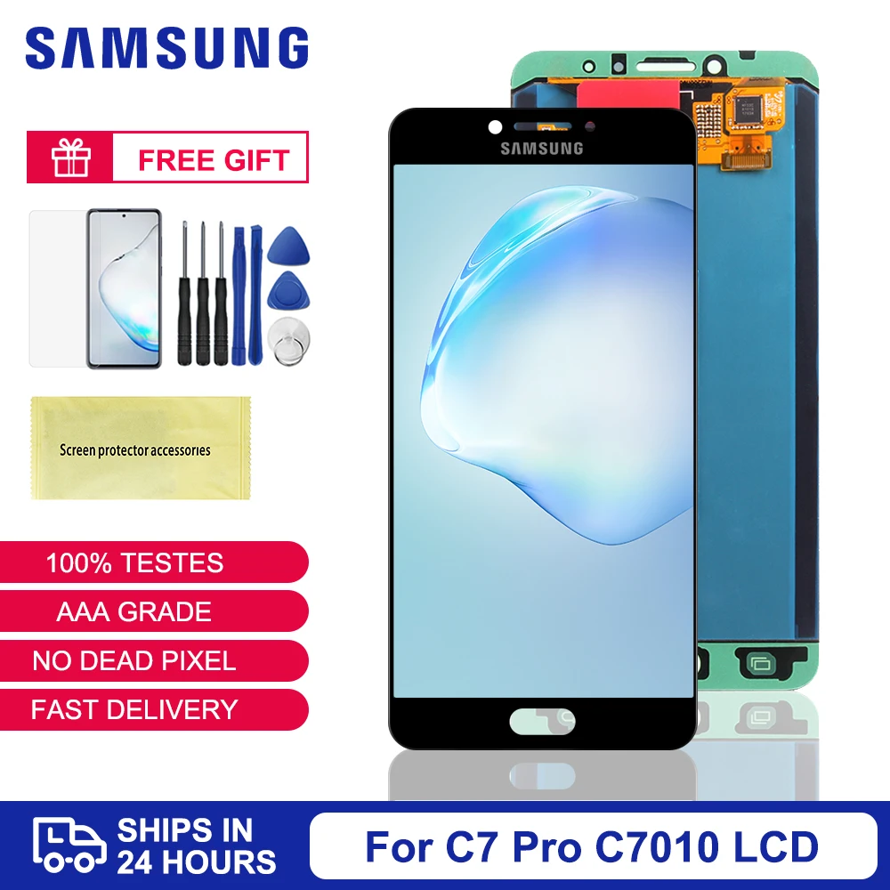 ЖК дисплей C7 Pro Super Amoled для Samsung Galaxy с сенсорным экраном дигитайзер в сборе C7010