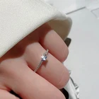 Женское составное кольцо из серебра 925 пробы, с квадратным прозрачным фианитом