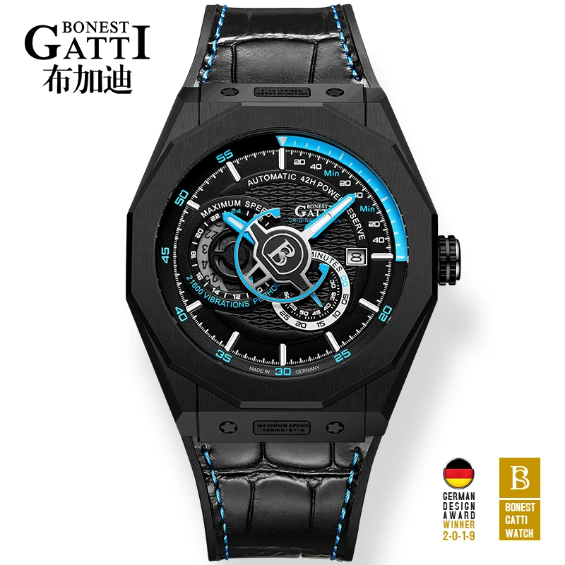 

GATTI Watches For Men Top Brand Luxury Automatic Mechanical Wristwatches Sports Waterproof Date Black Watches Relogio Masculino