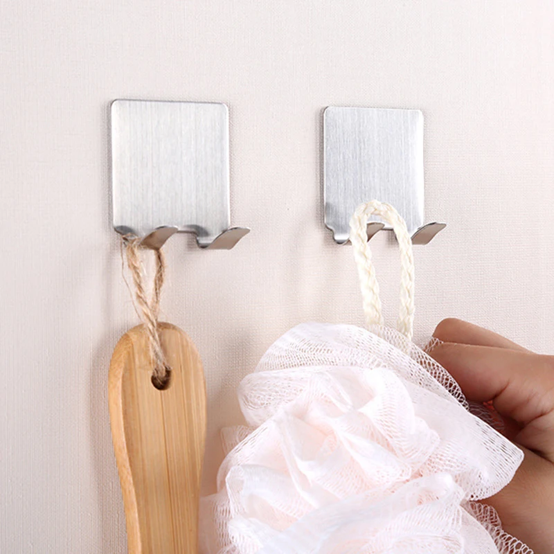 

Storage Mounted Stainless Steel Adhesive Wall Nail-free 4PCS Hook Hook Hole-free Hook Strong Seamless Hook For Bathroom Kitchen