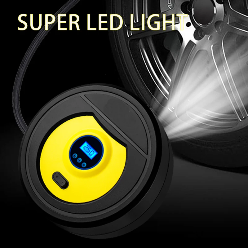 

Tyre Inflator, Portable Air Compressor, Digital 12V LCD Display with Auto Shut Pressure Gauge, Auto Car Air Tyre Pump with light