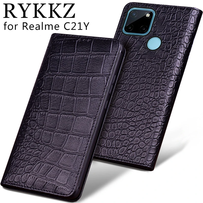 

Роскошный флип-чехол из натуральной коровьей кожи для Realme C21Y, флип-чехол, кожаный защитный чехол ручной работы