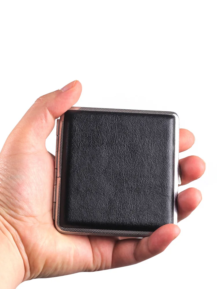 

Upscale Man Double-open Leather Cigars Cigarette Cases for 20pcs Cigarettes Stainless Steel Tobacco Cigarette Box