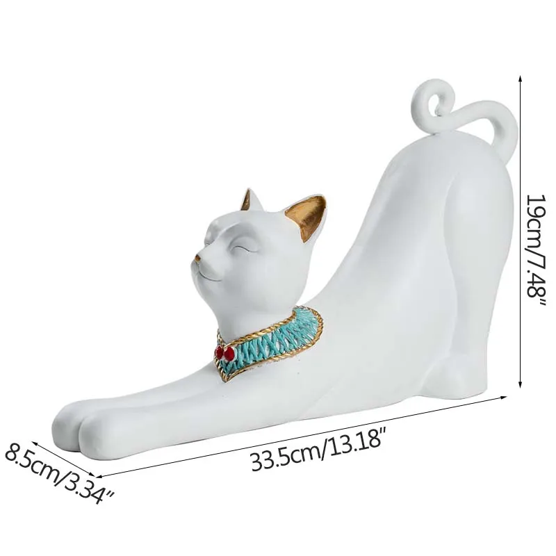 

European White & Black Cat Statue Creative Resin Animal Sculpture Modern Room Decor Ornament Home Decoration Accessories