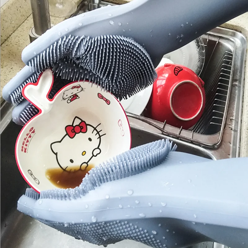 1 Pair Magic Silicone Dishwashing Scrubber Dish Washing Sponge Rubber Scrub Gloves Kitchen Cleaning | Дом и сад