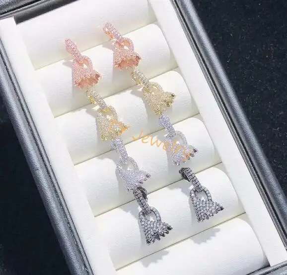 

noble jewelry a pair Natural 13--18mm Baroque white pearl micro inlay crystal zircon earring 925 Sterling Silver accessory