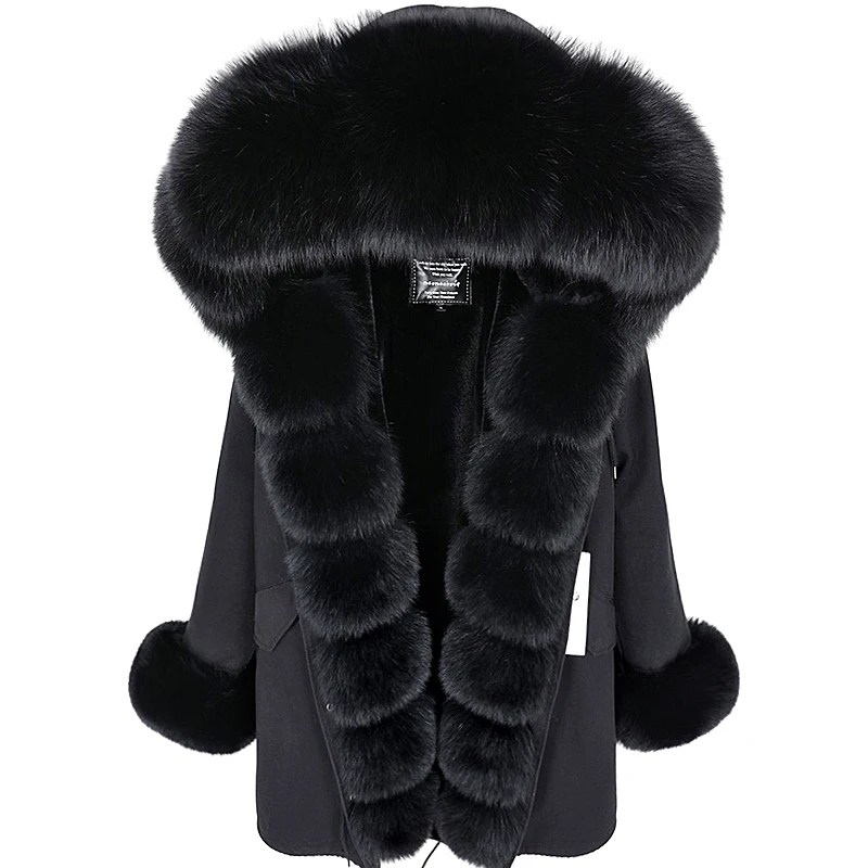 

2021 Winter Women Real Fox Fur Coat Jackets Female Outwear Thick Medium Parkas Natural Fur Hood Women's Jacket Women's Fur Coat