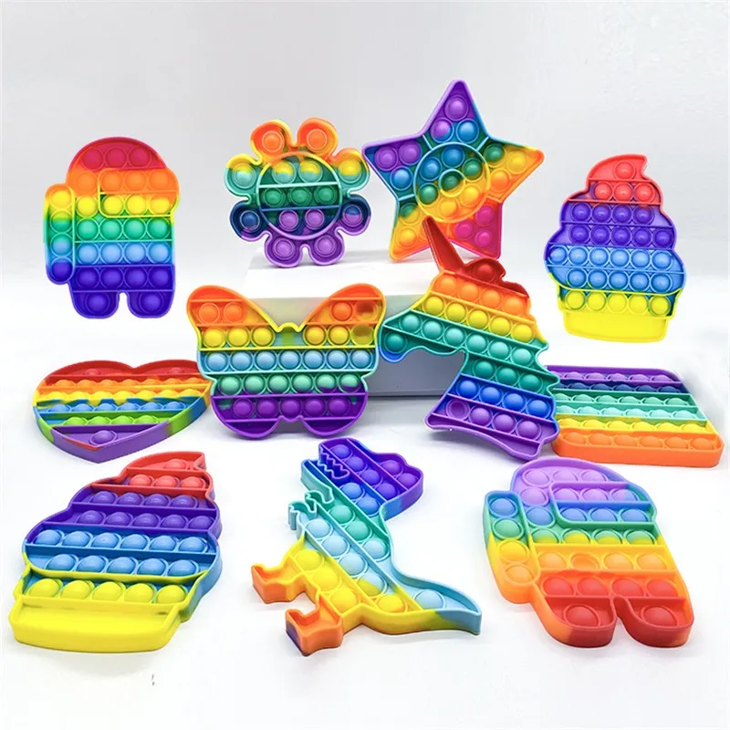 

Rainbow Push Bubble Fidget Sensory Toy Autism Needs Squishy Stress Reliever Toys Antistress Bubble Best Birthday Gift2021 Jouet