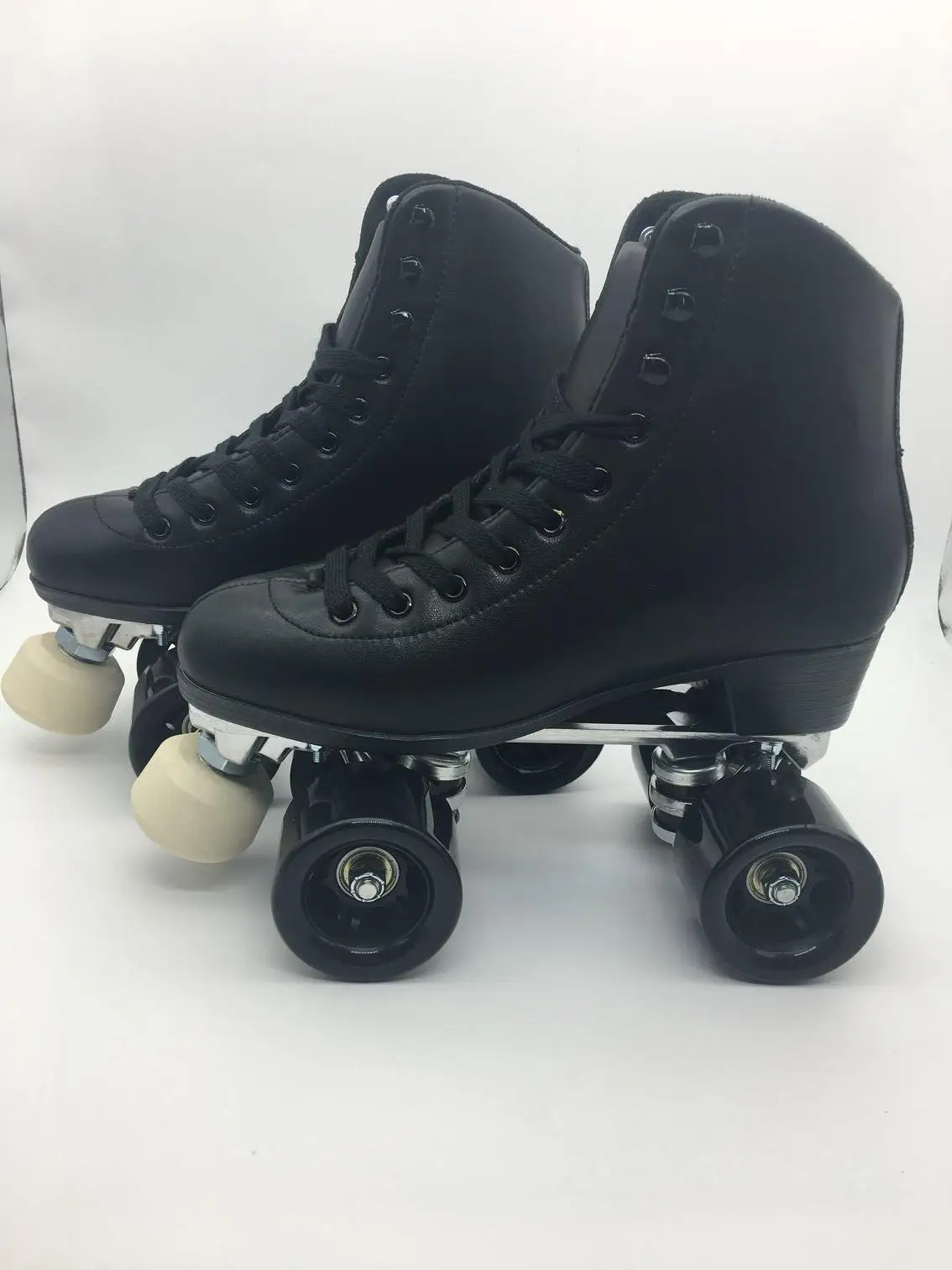 

2 Row Adult Roller Wheel Roller Skate Quad 4 Wheels Skate Shoes Black 4 Wheels Pu Skating Shoes Patines Leather Roller Skates