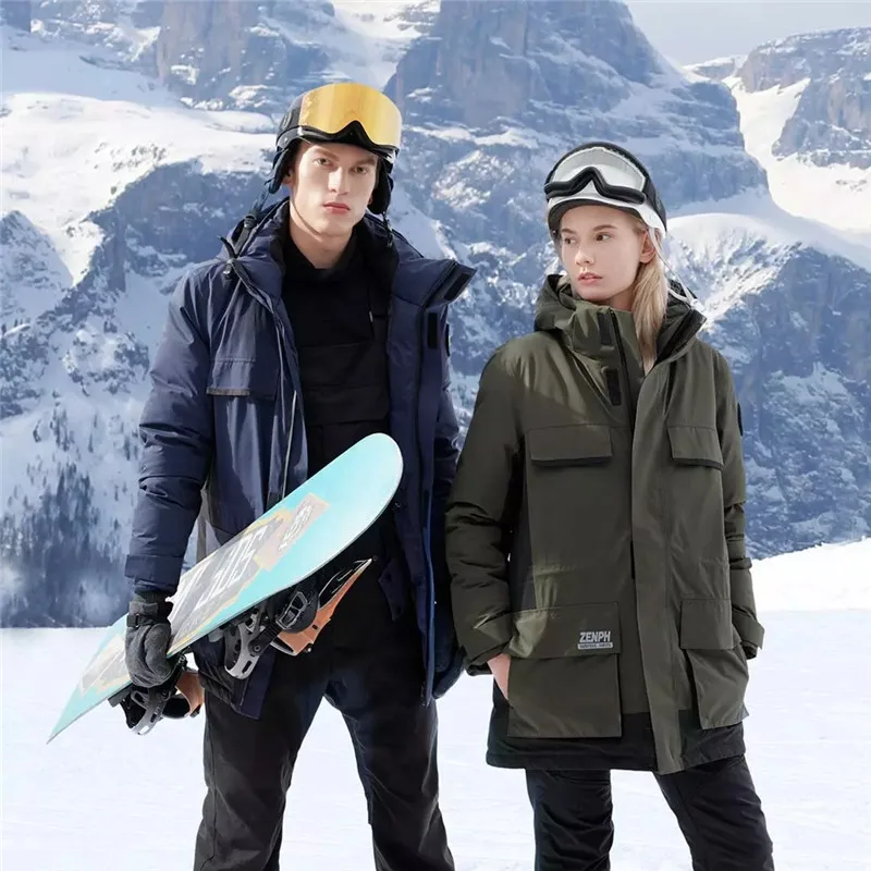 Зимние мужские пуховики Zenph водостойкая теплая куртка на гусином пуху с