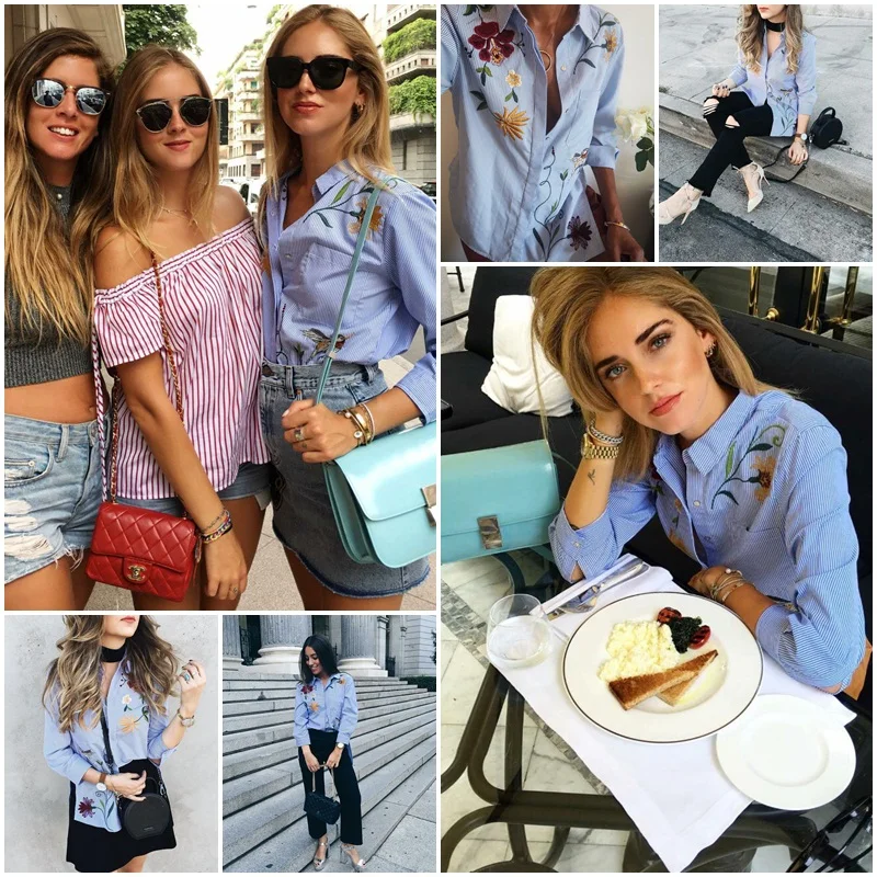 Женская блузка Simplee с длинным рукавом женские топы вышивкой осенняя полосатая