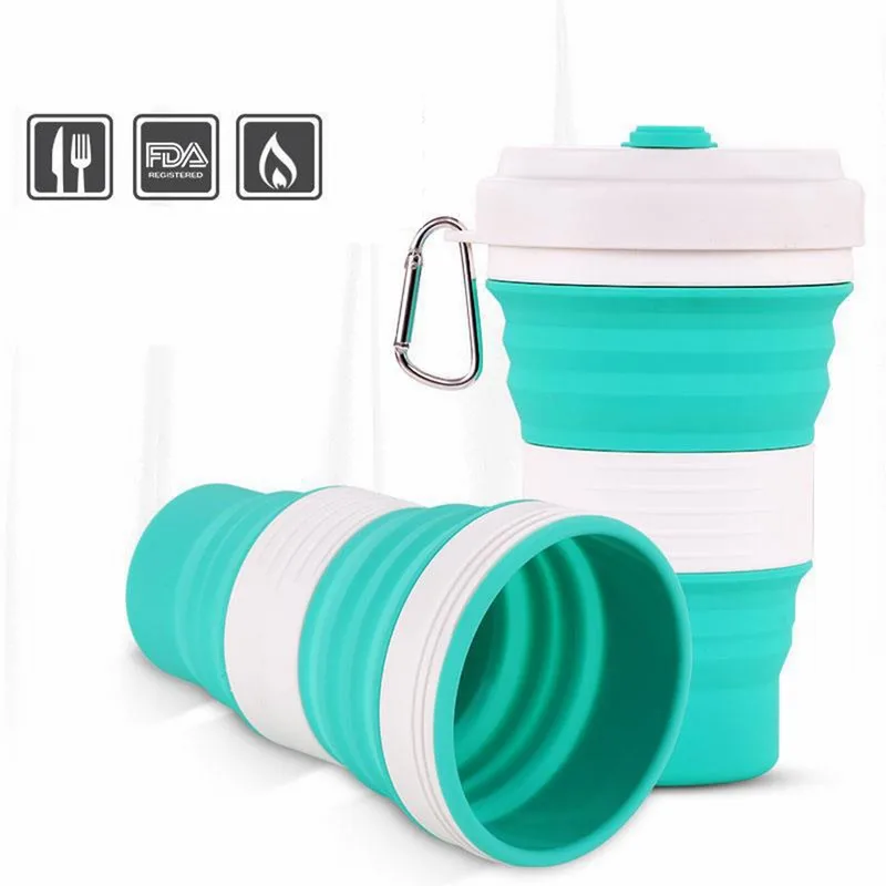 New550Ml Складная Силиконовая бутылка для воды Портативная Питьевая Спортивная