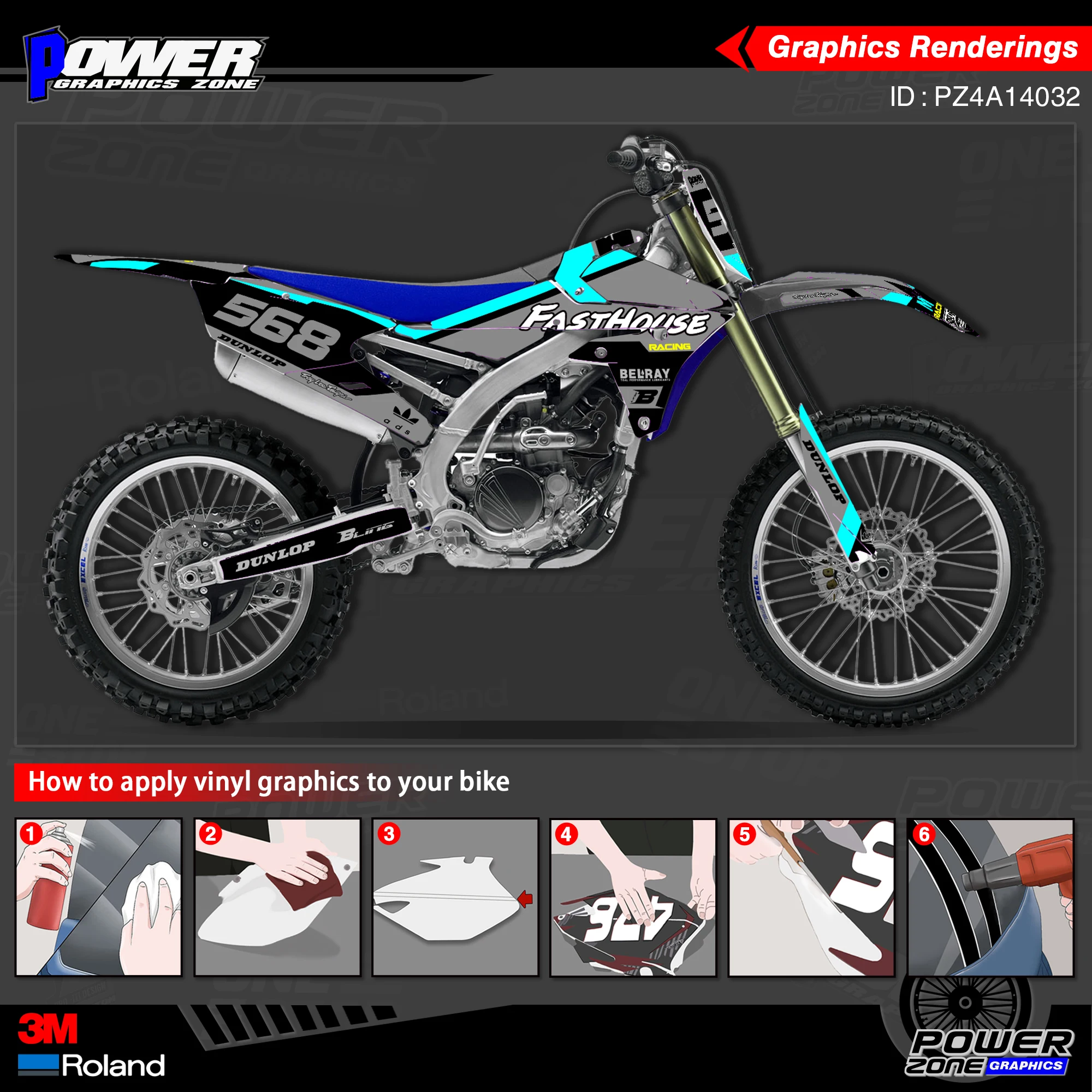 PowerZone пользовательские команды графики фоны наклейки 3 М Набор для YAMAHA 14 18 YZ250F 15