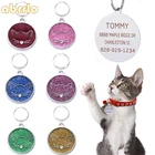 Яркие идентификационные метки с милым котенком, персонализированные Индивидуальные идентификационные метки, Бесплатная гравировка имени, номер, адрес для кошек и собак, товары для домашних животных, аксессуары